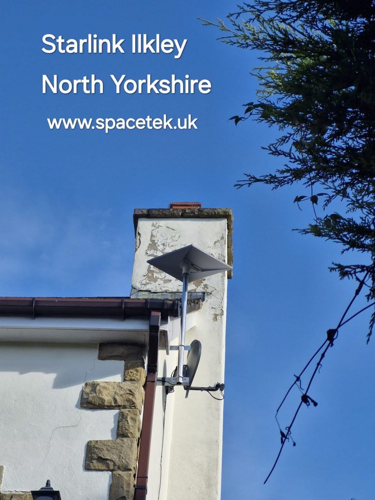 Starlink installation at a home in Ilkley, North Yorkshire