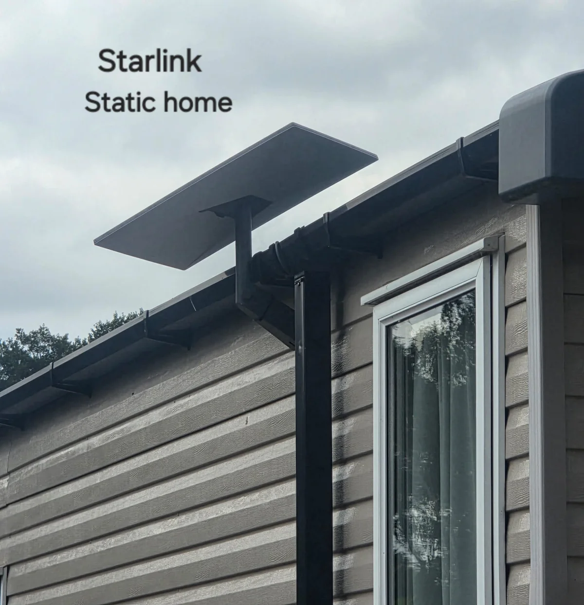 Starlink dish professionally mounted on a static holiday home