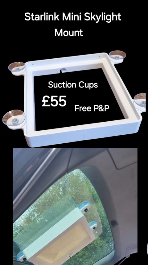 Starlink Mini Mount for RV or Caravan Skylight with Powerful Suction Cups